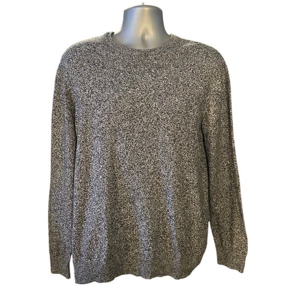 Hawker Rye Cotton Cashmere Black and White Speckled Crew Neck Sweater Si… - Picture 1 of 8